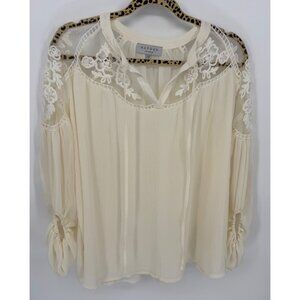 Hayden Los Angeles Ivory Lace Inset Oversized Boho Top